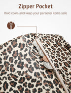 Server Book for Waitress with Zipper Pocket, Magnetic Pocket, Leopard