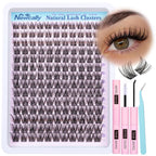 Lash Clusters Kit Wispy Natural Cluster Eyelash Extension Kit DIY Lash Extension Kit C-curly 10-16MM Eyelash Clusters Volume Individual Lashes Kit by Newcally