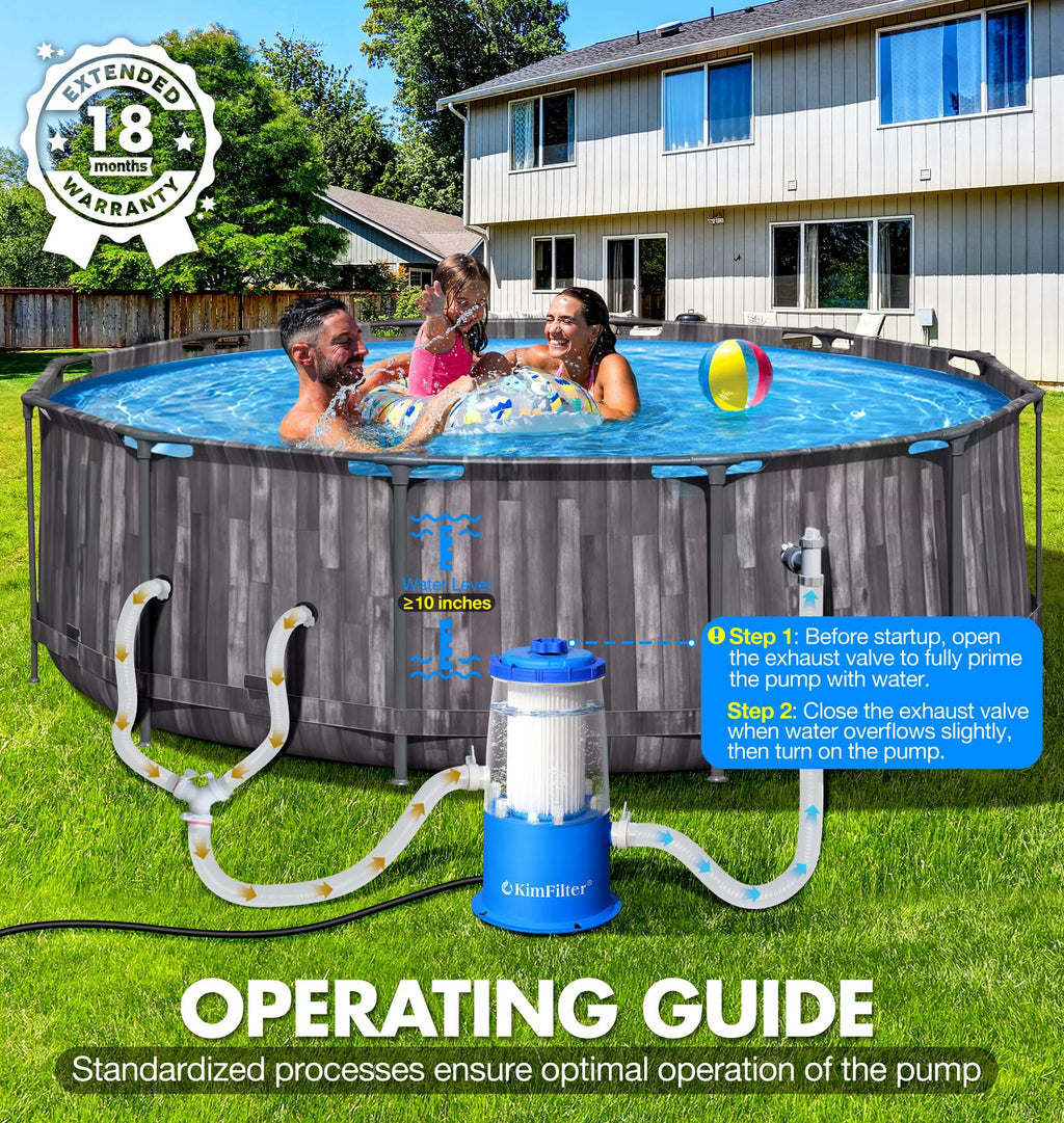 KimFilter Transparent 1000 GPH Above Ground Pool Filter Pump – Easy ...