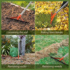 CKLT 62 Inch Garden Rake with 17 Tempered Spring Steel Tines