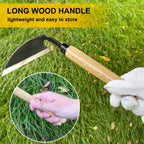 Hanpex - Japanese Weeding Sickle, Wide Blade Gardening Tools - Premium Quality Hand Hoes/Weeding Sickle Have Very Sharp Edge for Quick Work (Long Handle)