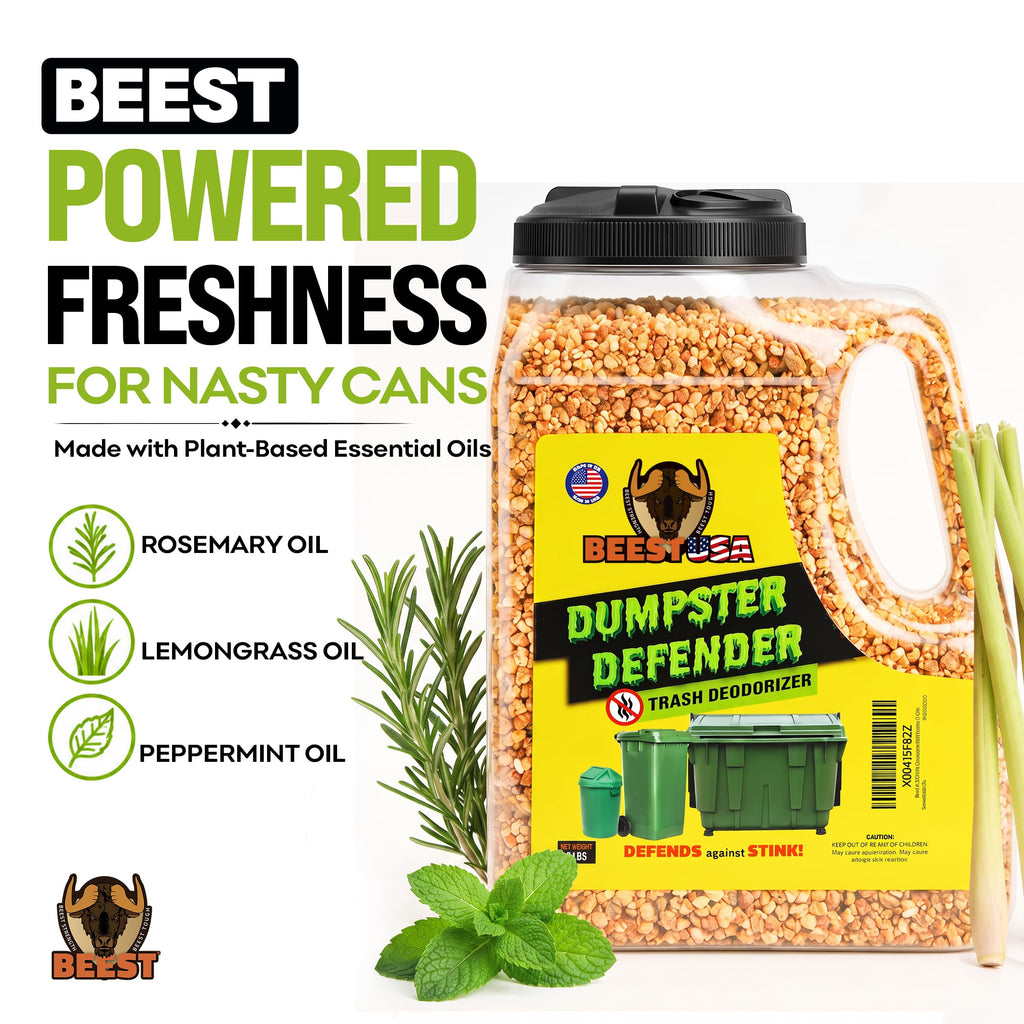 BEEST Dumpster Defender - 3lbs Outdoor Trash Can Deodorizer & Liquid Waste Absorber (Made in USA) Biodegradable Trash Can Odor Eliminator - Powerful Garbage Deodorizer for Always-Fresh Bins - 14 Cups