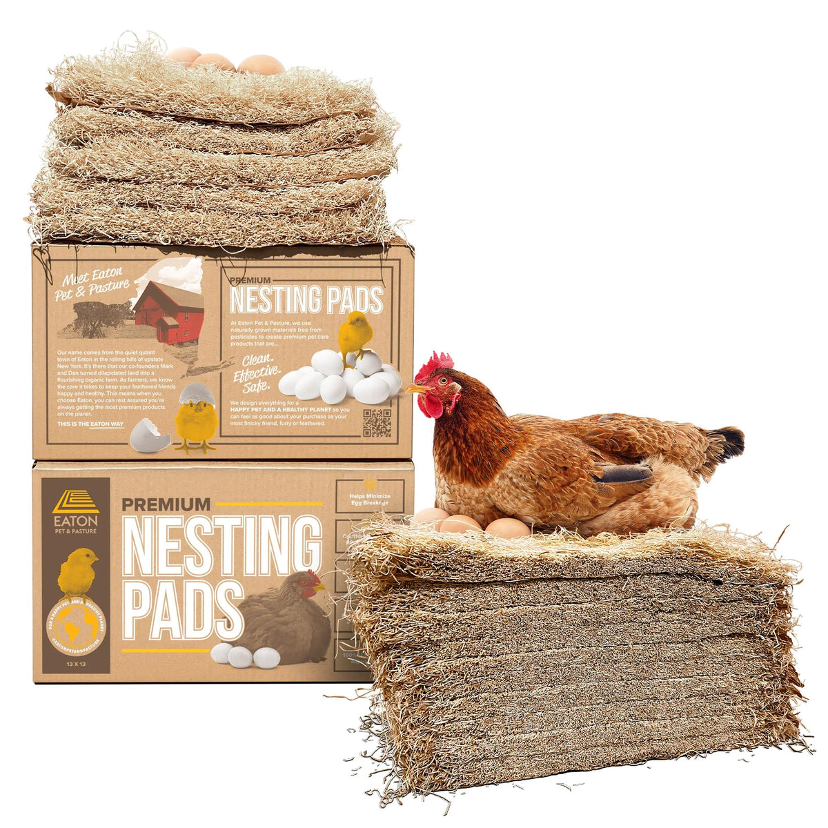 Eaton Pet and Pasture Nesting Pads for Laying Hens, 13 x 13 Inch, 10 Pack