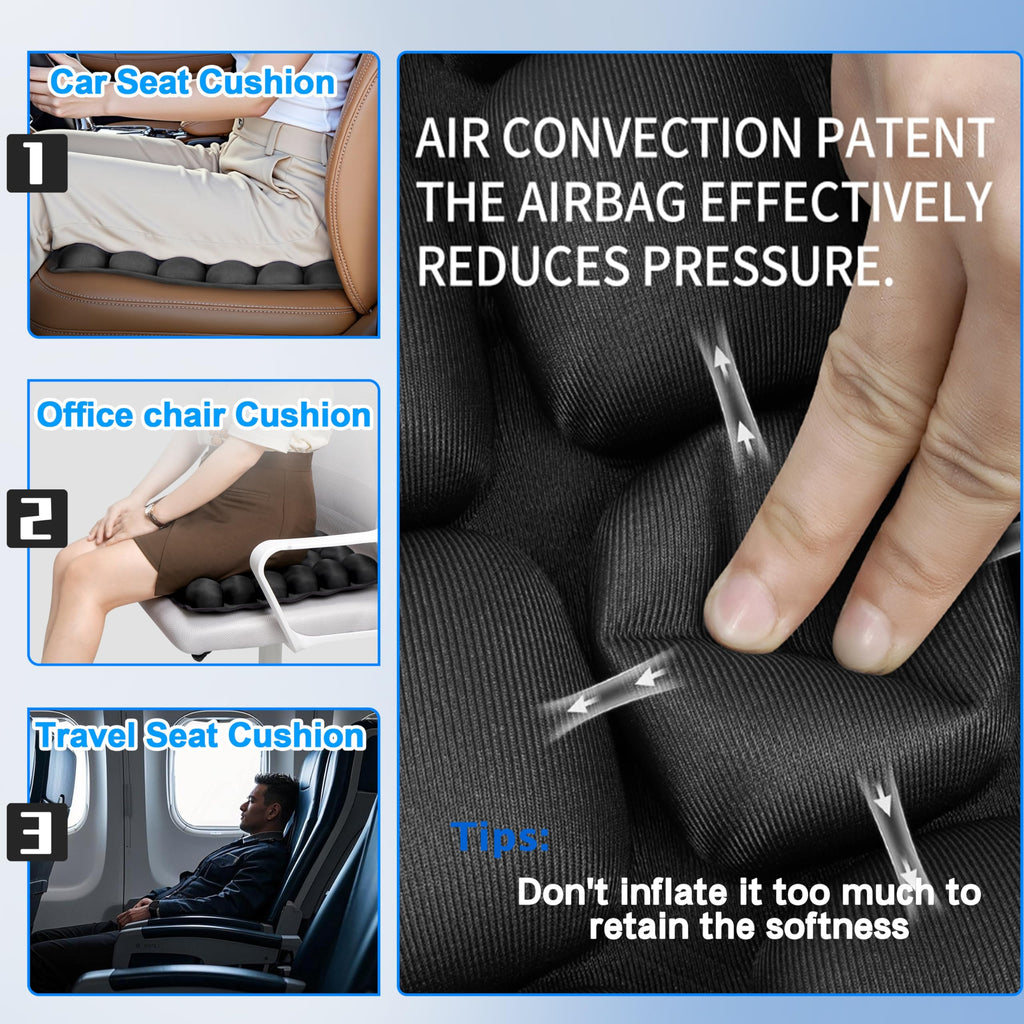 MTGKY Sondor Travel Seat Cushion,Inflatable Travel Seat Cushion for Airplane,Portable & Adjustable,Airplane Gadgets,Inflatable Cushion for Wheelchair, Travel,Driving,Office Work