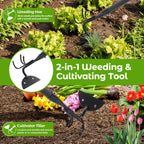 Lilyvane Garden Hoe, 2 in 1 Weeding Hoe and Cultivator Soil Tiller, 66" Long, Heavy Duty Hoe Garden Tool for Weeding, Loosening Soil, Cultivating, Gardening
