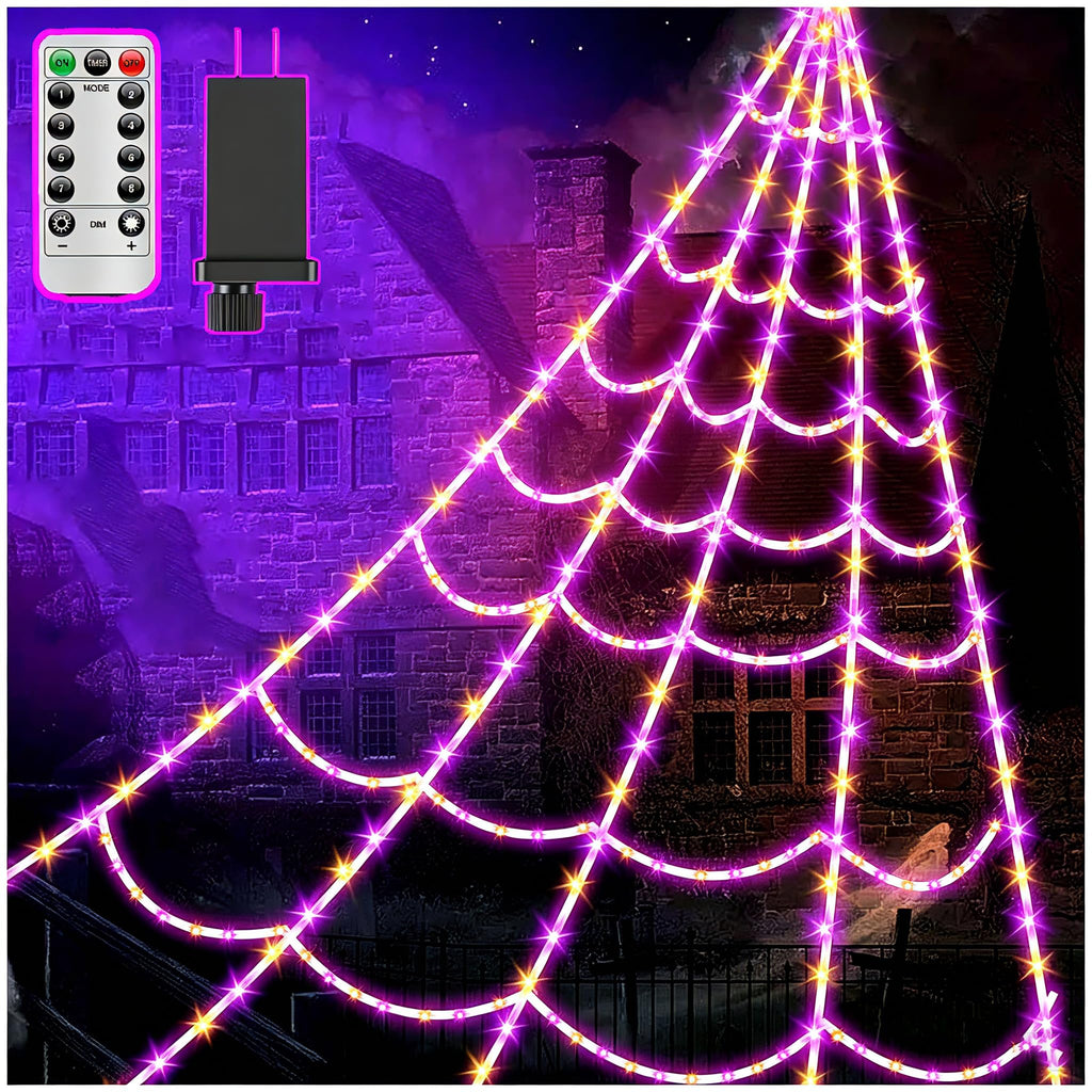 Halloween Decorations Outdoor Spider Web,Upgraded 450 LED Spider Web Lights