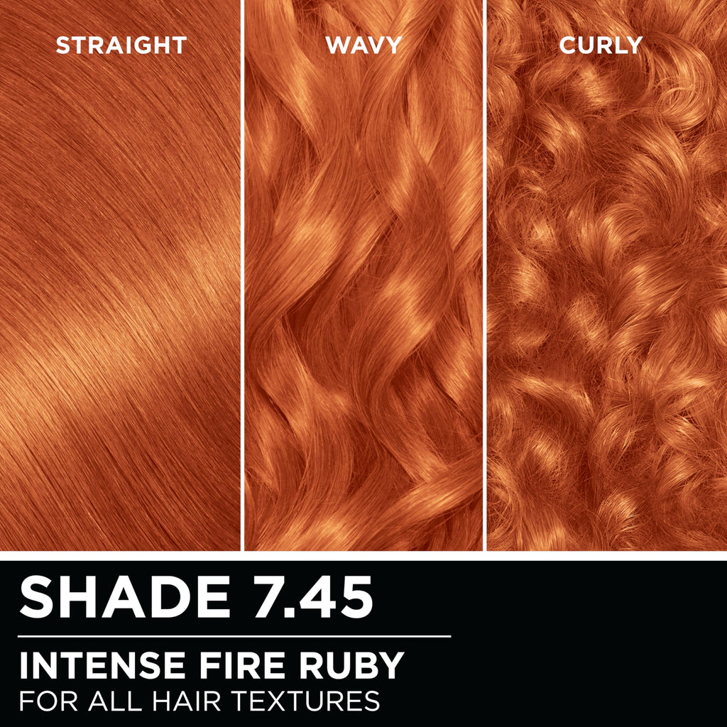 Garnier Olia Bold Ammonia Free Permanent Hair Color (Packaging May Vary), 7.45 Intense Fire Ruby, Red Hair Dye, 2 Count