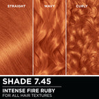 Garnier Olia Bold Ammonia Free Permanent Hair Color (Packaging May Vary), 7.45 Intense Fire Ruby, Red Hair Dye, 2 Count