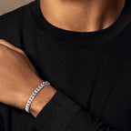 HIMSTORY Silver Bracelet for Men, 7mm 925 Sterling Silver Cuban Link Bracelet Diamond Cut Silver Bracelets Jewelry Gifts for Boyfriend Husband(8.5 Inches)