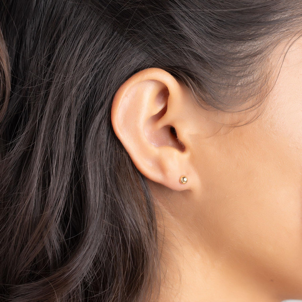 Barzel 18K Gold Plated Ball Stud Earrings Set, Sizes 3-10MM, 5 Pack, High Polish Finish Ball Suds