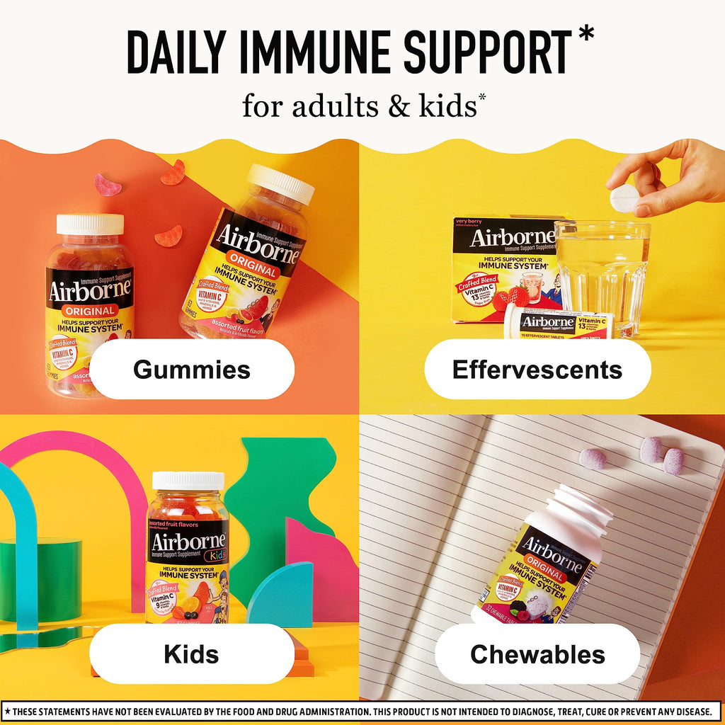 Airborne Elderberry + Zinc & Vitamin C Gummies for Adults,Immune Support with Antioxidants Vitamins C,D & E,Elderberry Flavor,130 Count (Pack of 2)