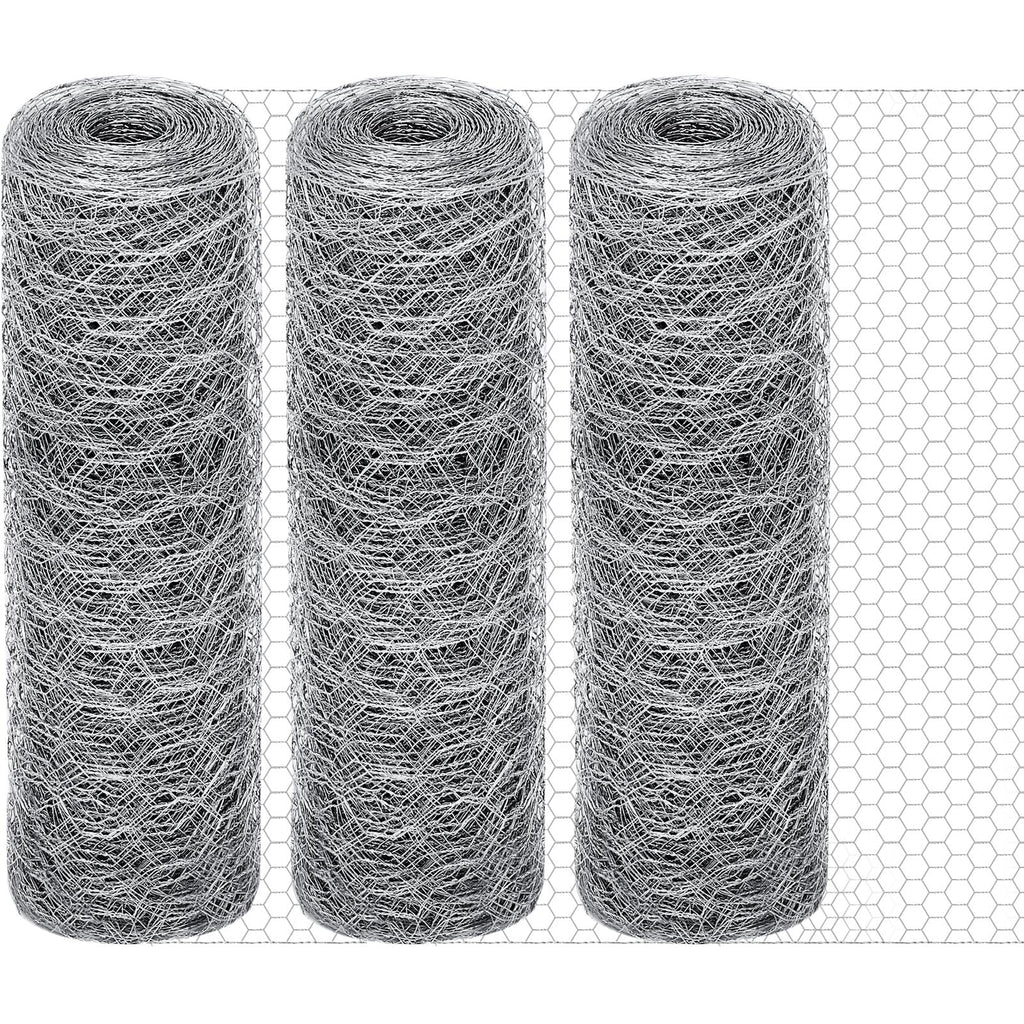 GlikCeil 12 in x 300 ft Chicken Wire Mesh Fencing for Floral Garden, 23 Gauge Silver Galvanized Steel Wire, 1 Inch Hexagonal Hardware Cloth Netting for Farm Crafts Poultry Coop Barrier Rabbit Cage