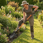 56-Inch Round Point Garden Shovel for Digging, Fiberglass Handle, Orange