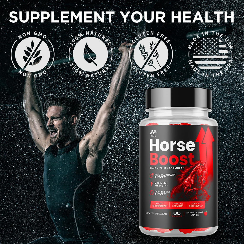 (2 Pack) Horse Boost Gummies for Men, Official Horse Boost Male Performance Support Supplement with All Natural Ingredients, Maximum Strength HorseBoost Advanced Mens Multivitamin Gummy (120 Gummies)