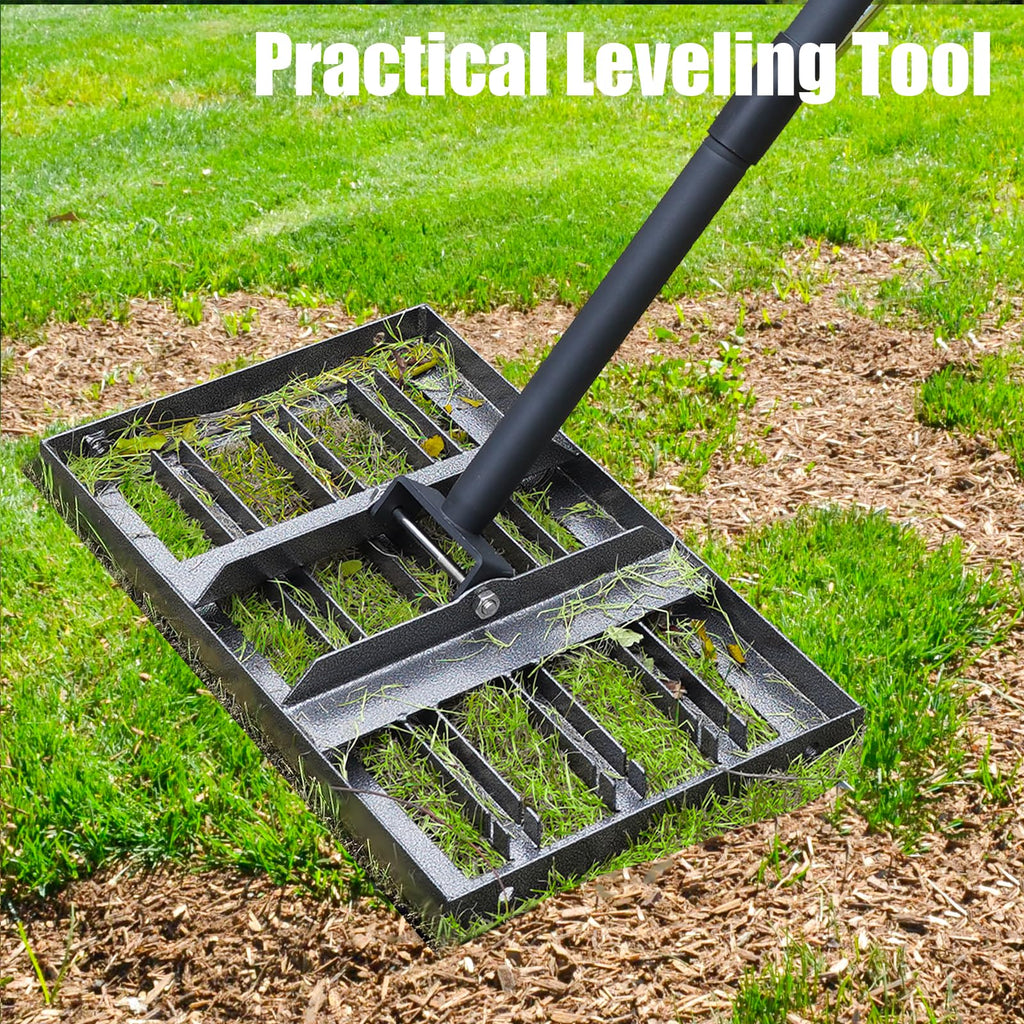 Lawn Leveling rake 17"x9.4" Levelawn Tool with 70.5" Adjustable Long Handle Heavy Duty Landscape Leveling Rake Lawn Leveler Yard Tool for Backyard, Golf Course, Garden, Pasture, Farm