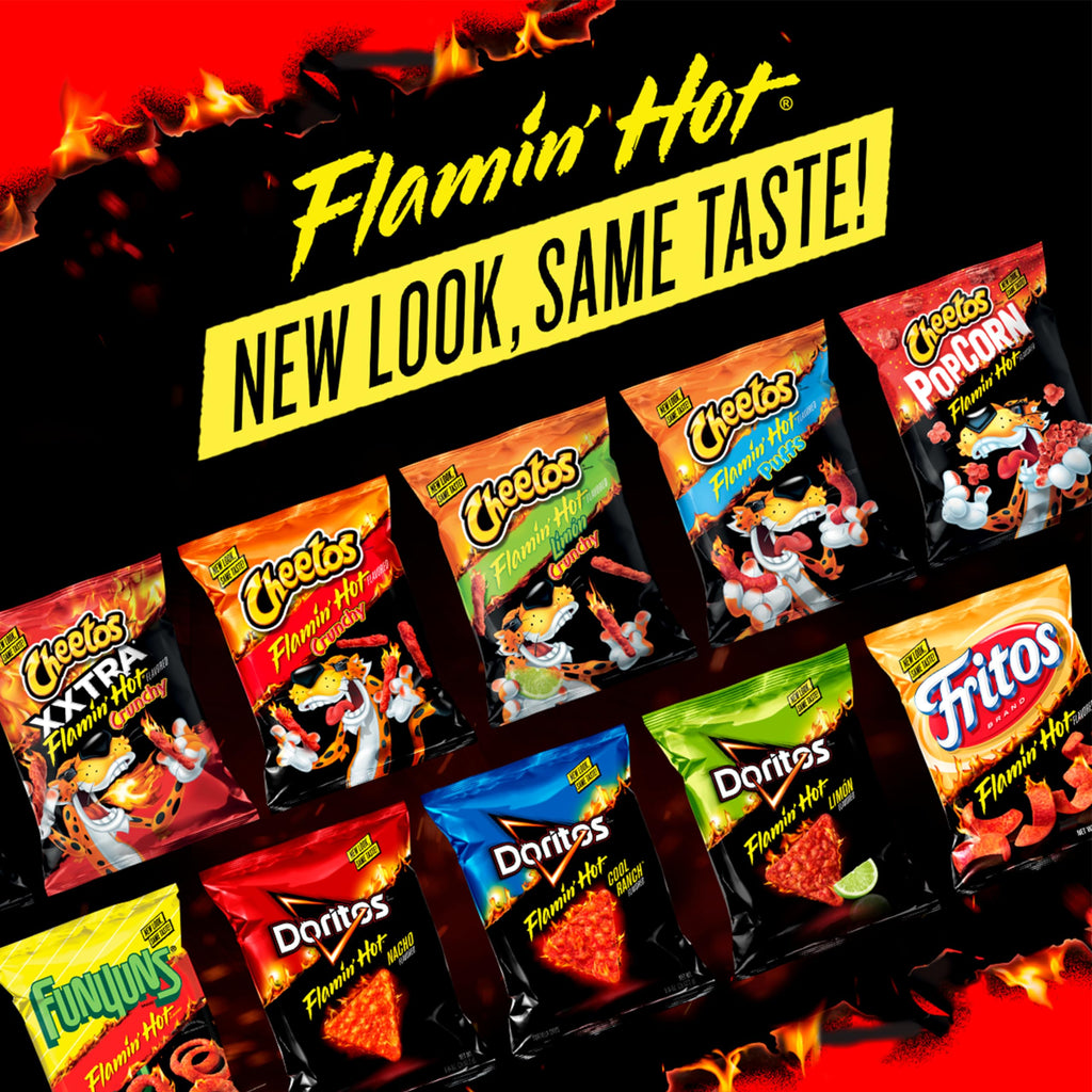 Frito Lay Flamin' Hot Mix, 6 Flavor Single Serve Cheetos, Doritos, Chester's & Funyuns Variety Pack, (40 Count)