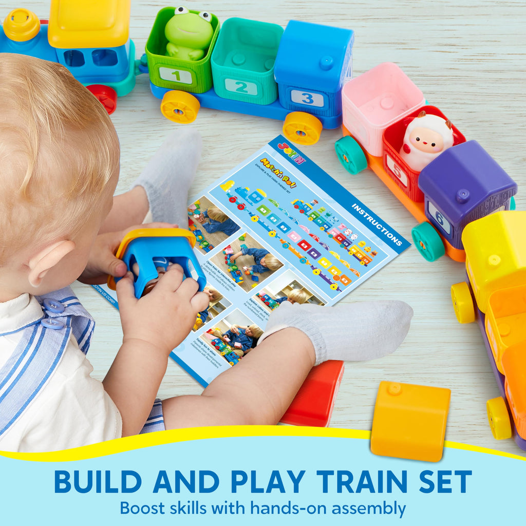 Play-Act Learning Toys for 1 2 3 Years Old, Counting, Matching & Sorting Montessori Learning Farm Train Including 9 Farm Animals, Birthday Gift for Baby Boys Girls