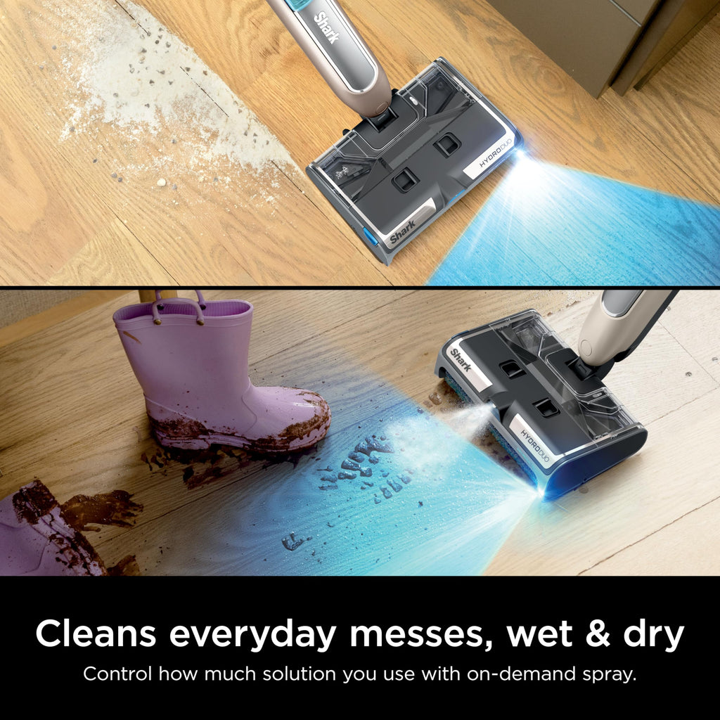 Shark WW201 HydroDuo with Dirt-Reveal Technology, Cordless, Hard Floor Cleaning System, Wet & Dry Debris Pickup, Mops & Scrubs All at Once, Hardwood, Tile, Laminate & Stone, Stone Metallic (Renewed)