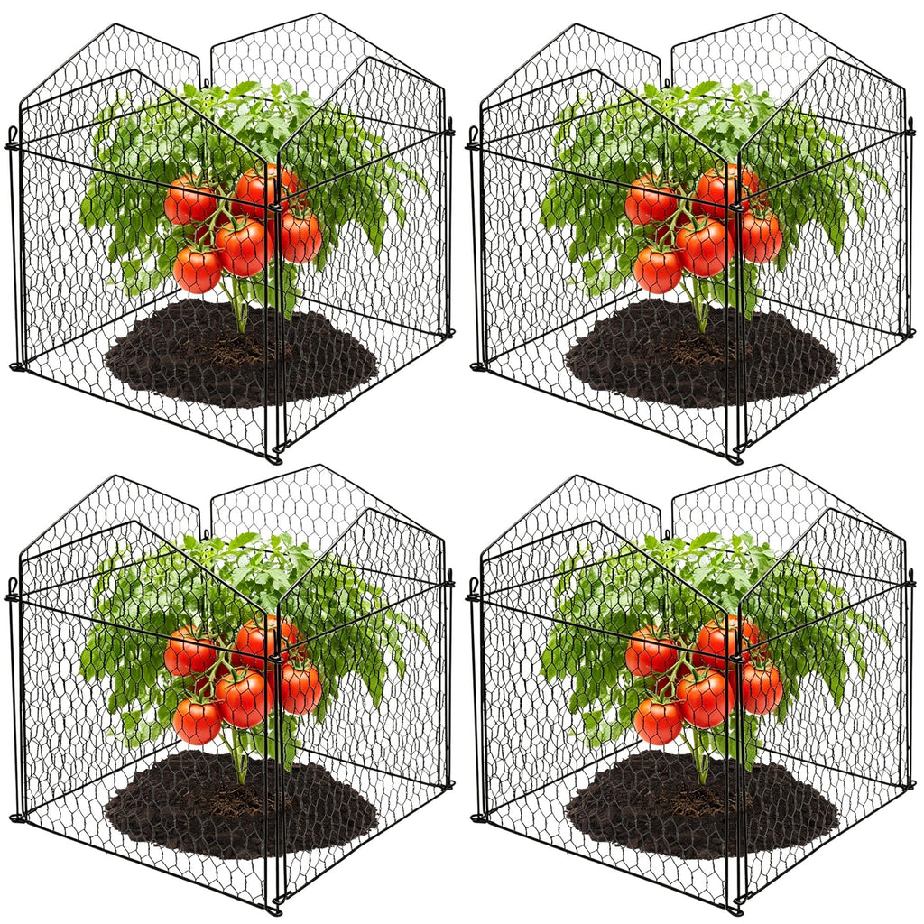 DECOHS 4 Packs Chicken Wire Cloche Plant Protectors from Animals Garden Plant Cage Protector - Wire Plant Protectors to Keep Animals Out