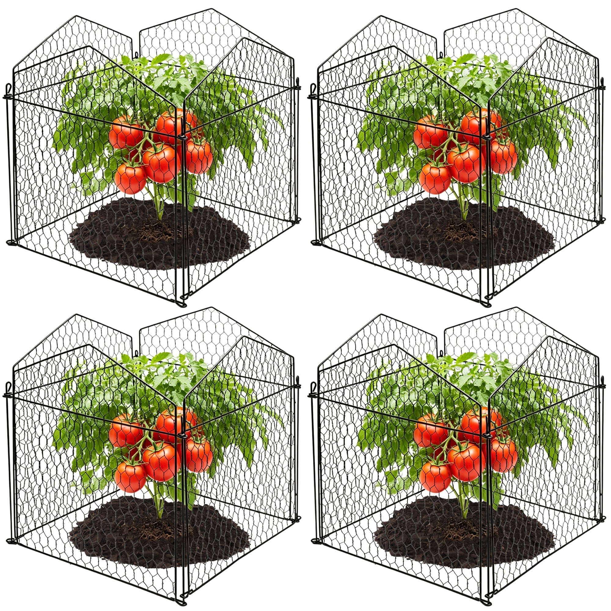 DECOHS 4 Packs Chicken Wire Cloche Plant Protectors from Animals Garden Plant Cage Protector - Wire Plant Protectors to Keep Animals Out
