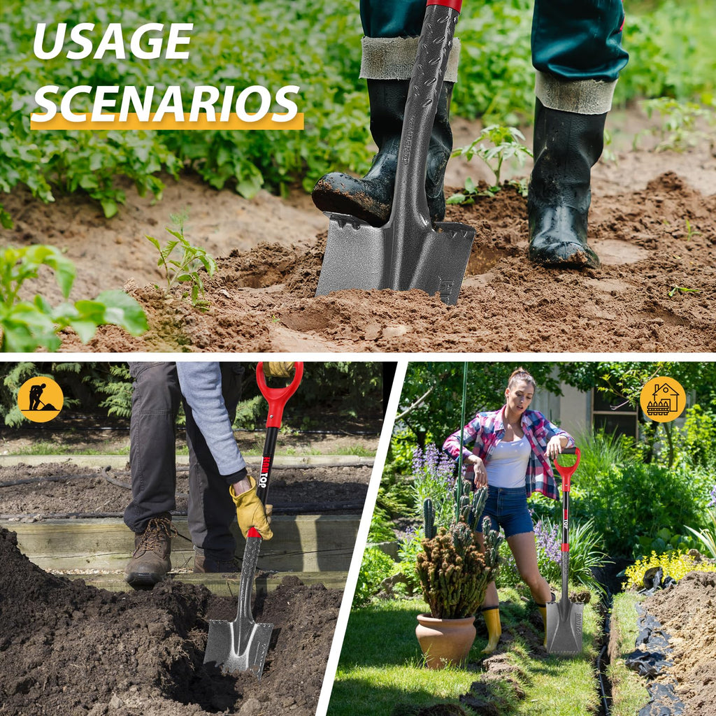 HANTOP Sharp Blade Garden Spade Shovel Flat Spades for Gardening and Edging