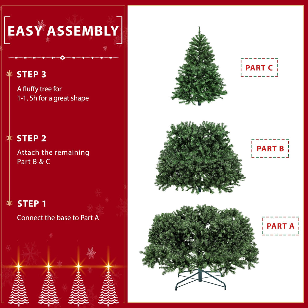 Yaheetech 6Ft Pre-lit Spruce Artificial Hinged Christmas Pine Tree Prelighted Holiday Xmas Tree for Home Party Decoration with 300 Warm White Lights and 818 Branch Tips, Green