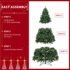 Yaheetech 6Ft Pre-lit Spruce Artificial Hinged Christmas Pine Tree Prelighted Holiday Xmas Tree for Home Party Decoration with 300 Warm White Lights and 818 Branch Tips, Green