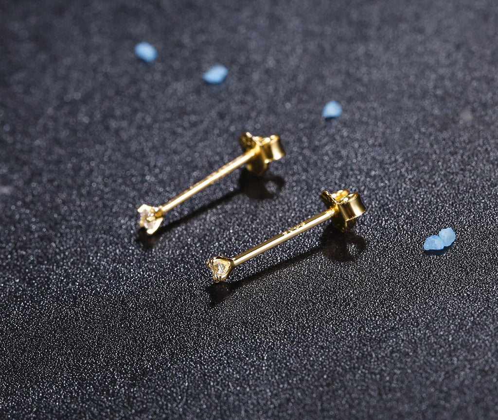 Sllaiss 925 Sterling Silver Stud Earrings for Women Long Post Earrings gold