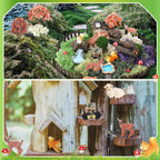 Chunful 45 Pcs Adult Fairy Garden Accessories Miniature Garden Figurines Tiny Resin Animals Forest Kit Pool Bridge Fence Pond Mushroom for Potted Plant Bonsai Terrarium Decor