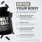 Wild Foods Activated Charcoal Capsules | 100% Organic Coconut Shells Active Tablets for Bloating Relief | Lab Tested & Non-GMO Detox Pills | USA (Two Bottles - 120 Capsules)