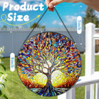Stained Glass Window Hanging, 8 in Tree of Life Sun Catchers Indoor Window, Stained Glass Suncatcher, Gifts for Women, Her, Wife, Friend and Mom for Mother's Day, Christmas, Birthday