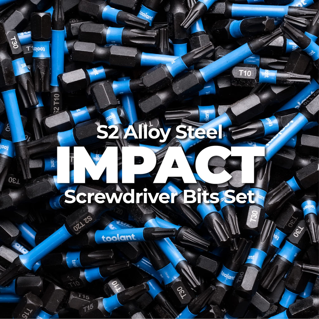 ToolAnt 2" Impact Torx & Hex Shank S2 Steel Magnetic Bits, CNC Machined Tips, 25-Pack with Storage Box