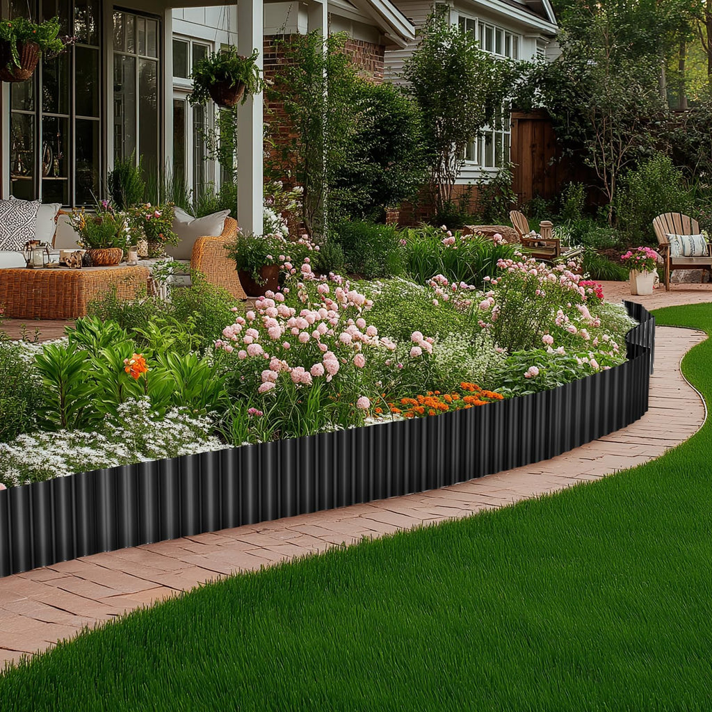 Garden Edging 0.06" Corrugated Metal 6" x 20', Galvanized Steel Border