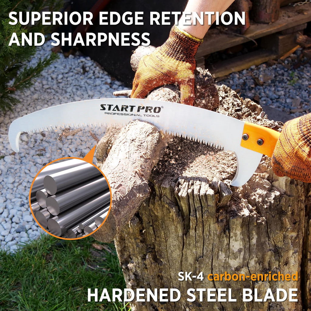 StartPro 18ft Tree Pruning Saw, Telescopic, Manual, Lightweight, Extendable Pole Saw with Sharp Carbon-Enriched Blade for Efficient Tree Maintenance and High-Reach Branch Cutting.