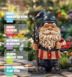 Better Office Products Garden Gnome Statue, 12" Height, Handcrafted Waterproof, UV-Resistant Polyresin Lawn Patio Porch Ornament Decoration (Yankee Doodle Patriot)