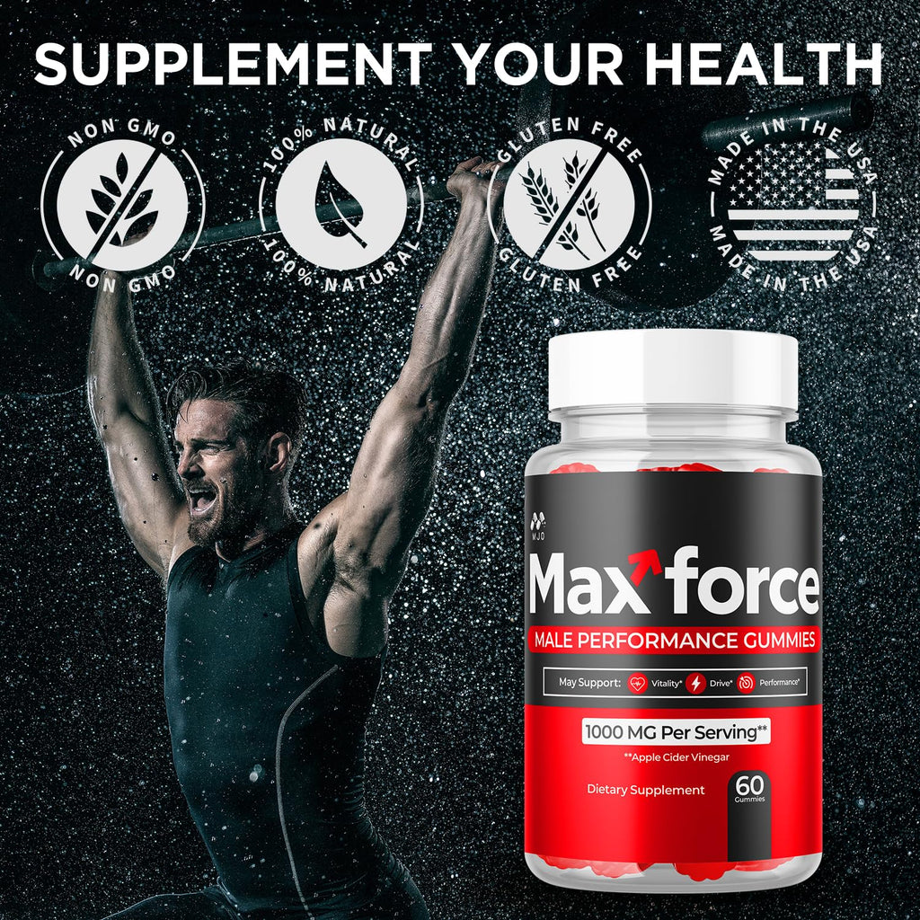 Max Force Gummies, Official Max Force Gummys with All Natural Ingredients, Advanced Formula Max Strength Supplement with Natural Active Lifestyle Support Featuring Premium Multivitamins (60 Gummies)