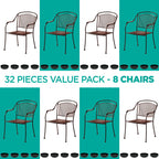 Wrought Iron Patio Furniture Feet Caps (32 Pack, Black) - 1.5" Round Plastic Outdoor Chair Leg Caps, Patio Furniture Replacement Feet