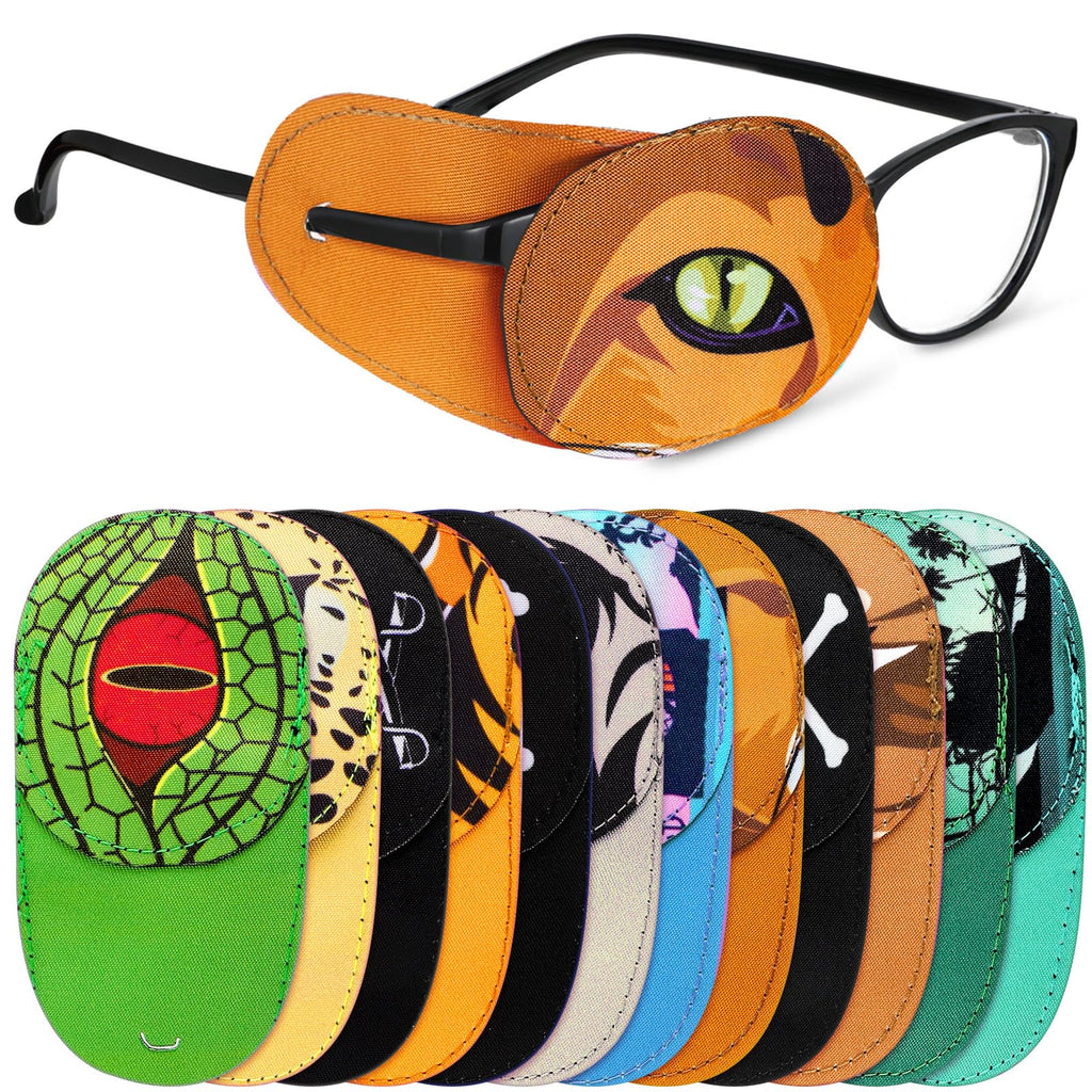 Newcotte 12 Pcs Eye Patch for Kids Toddler Reusable Adjustable Girls Boys Eyepatch for Glasses Left or Right Eye Patch, Assorted Patterns(Spooky)