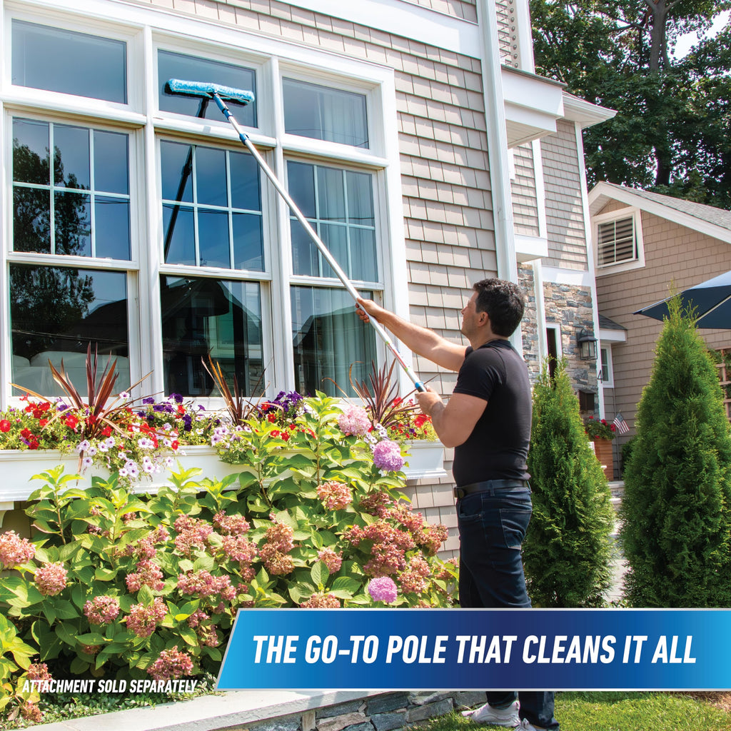 Unger Professional Connect and Clean 6’-12’ Aluminum Telescopic Extension Pole with Locking Cone and Quick-Flip Clamp, Compatible with Cleaning Tool Attachments, Indoor and Outdoor Use