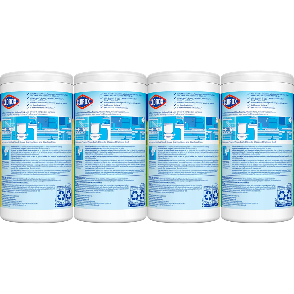 Clorox Disinfecting Cleaning Wipes for Spring Cleaning & Allergy Season, Bleach Free, Fresh Scent and Crisp Lemon, 75 Count Each, Pack of 4