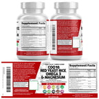 Clean Nutraceuticals COQ10 200mg Red Yeast Rice Omega 3 Magnesium Complex 500mg Niacin Zinc Vitamin K2 D3 - Heart Support Vitamins for Women & Men w/Vitamin B3, Coenzyme Q10-60 Ct
