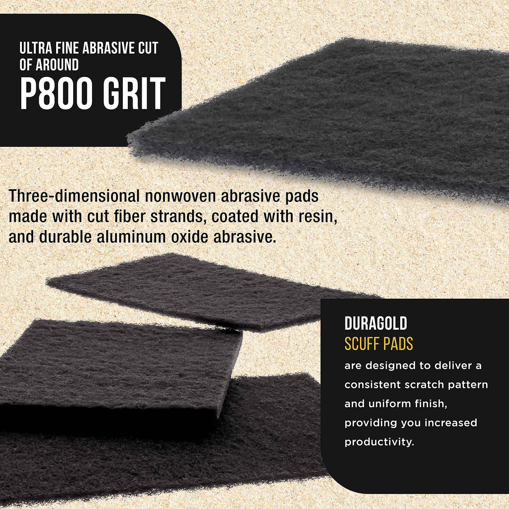 Dura-Gold Premium 6" x 9" Gray Ultra Fine General Purpose Scuff Pads, Box of 10 - Final Scuffing, Scouring, Sanding, Cleaning, Paint Color Blend Prep, Surface Adhesion Preparation, Automotive Autobody
