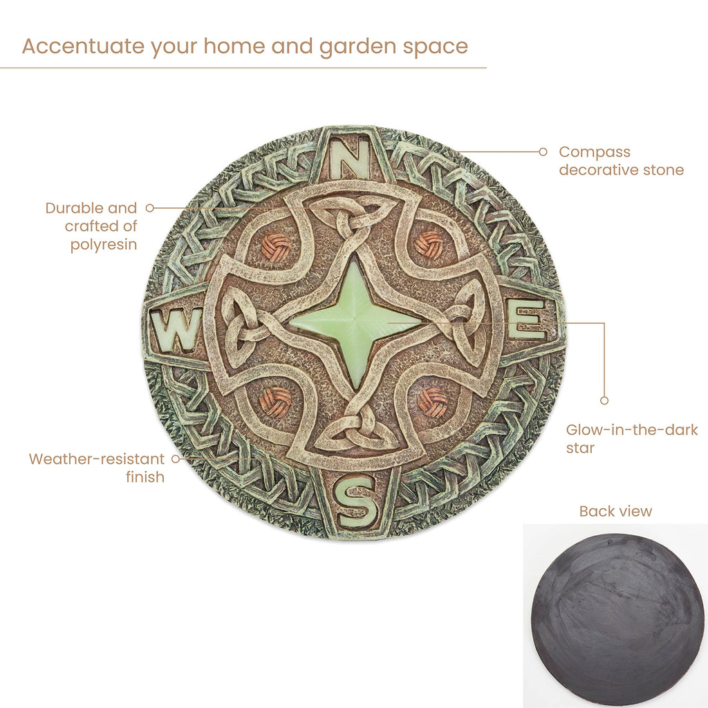 Bits and Pieces Glow in the Dark Stepping Stone - Celtic Compass, 10" x 10"