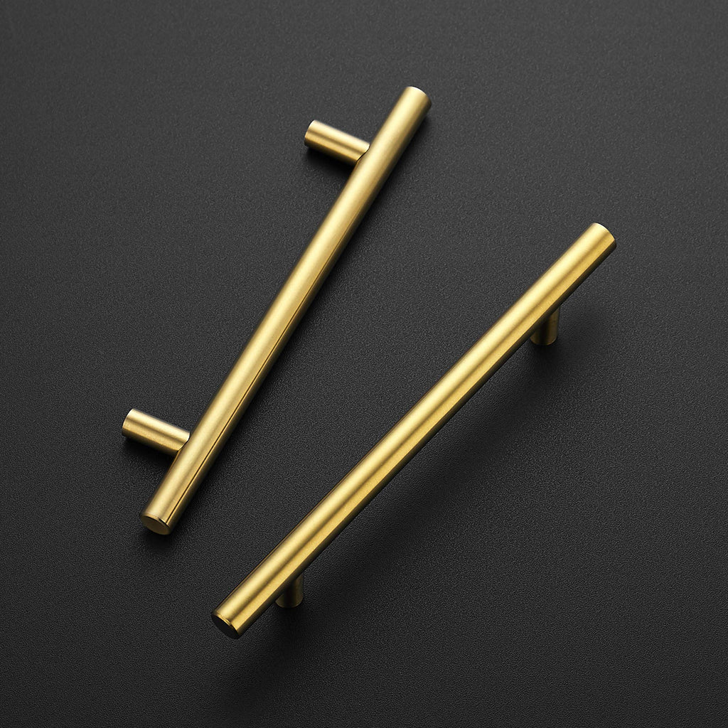 Ravinte 15 Pack 7.38" Cabinet Pulls Brushed Brass Stainless Steel Kitchen Cupboard Handles Cabinet Handles 7.38" Length, 5" Hole Center