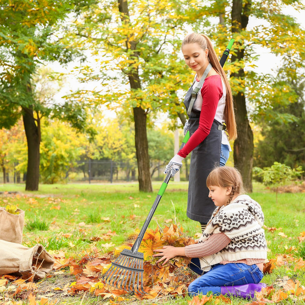 WORKPRO Rake, Small Rake for Leaves with 72” Adjustable Long Handle