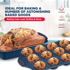 BAKKEN Kitchen Baking Pan Set - Nonstick Coating, Carbon Steel Bakeware Sets with Blue Silicone Handles, Baking Kitchen Essentials, PFOA, PFOS, PTFE Free, Oven Safe Tray (Up To 450° F), Set of 6