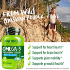NATURELO Burpless Omega 3 Fish Oil Supplement - 1100mg Triglyceride Omega-3, EPA + DHA, Liquid Fish Oil for Heart, Eye, Brain, Joint Health - 120 Softgels, 4 Months Supply