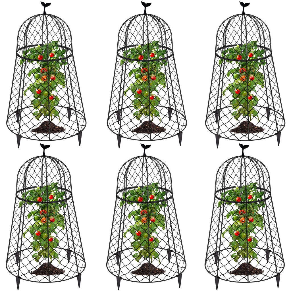 TAOMENNI 6 Packs Garden Cloches for Plants, Plant Protectors from Animals, Chicken Wire Cloche, Plant Cloche and Cage, Protection for Your Plants and Seedlings, 13" D x 20" H - Black