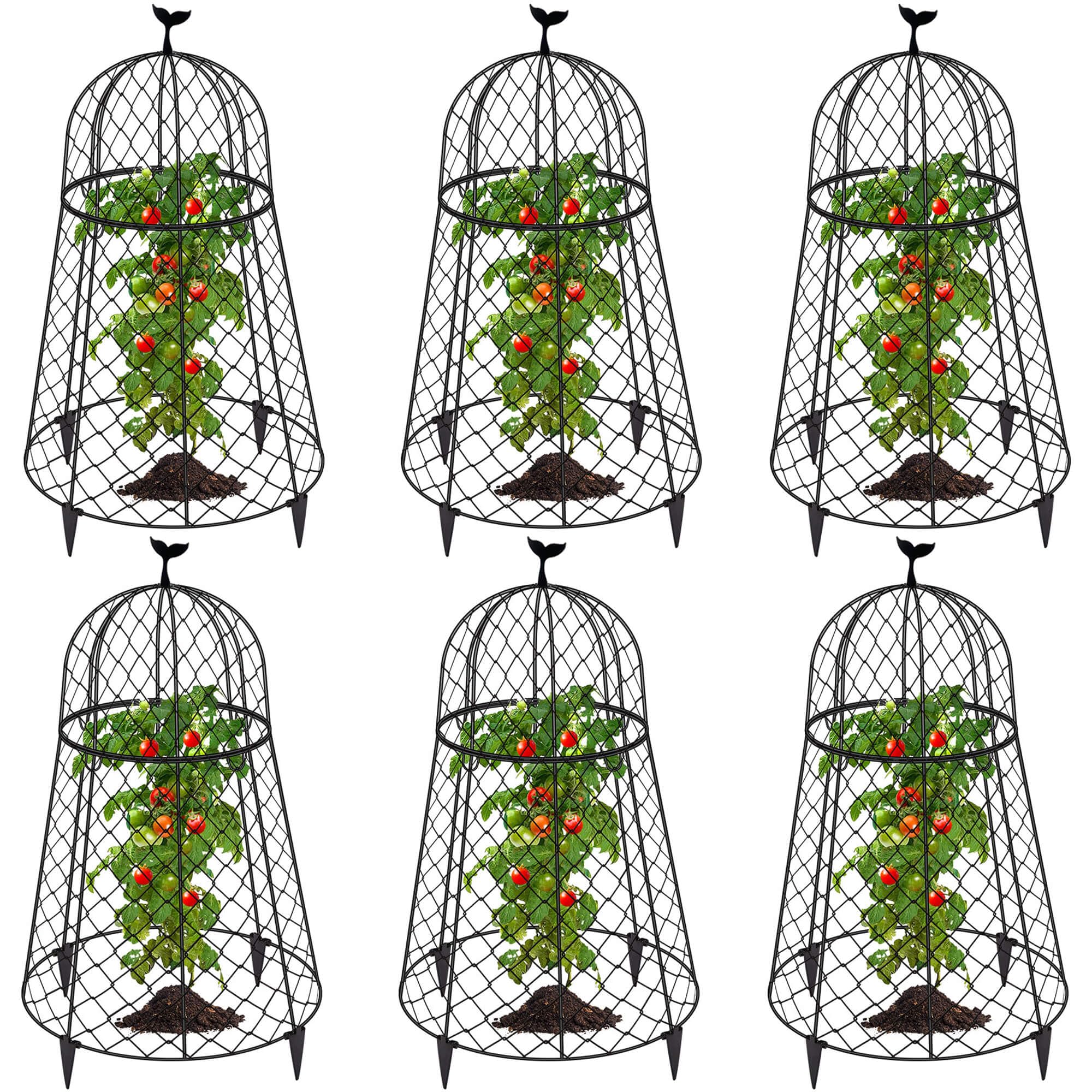 TAOMENNI 6 Packs Garden Cloches for Plants, Plant Protectors from Animals, Chicken Wire Cloche, Plant Cloche and Cage, Protection for Your Plants and Seedlings, 13" D x 20" H - Black
