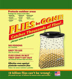 Flies Be Gone Outdoor Fly Trap - Disposable Protein-Powered Attractant Fly Catcher - Natural Attractant Trap for Patios, Ranches. Easy to Use Outdoor Traps, Helps Manage Fly Populations Outdoors